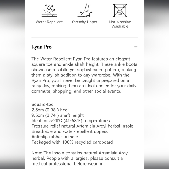 Vivaia Ryan Pro Square-Toe Water-Repellent Ankle Boot Grey Women's 41 9.5 - Picture 16 of 16